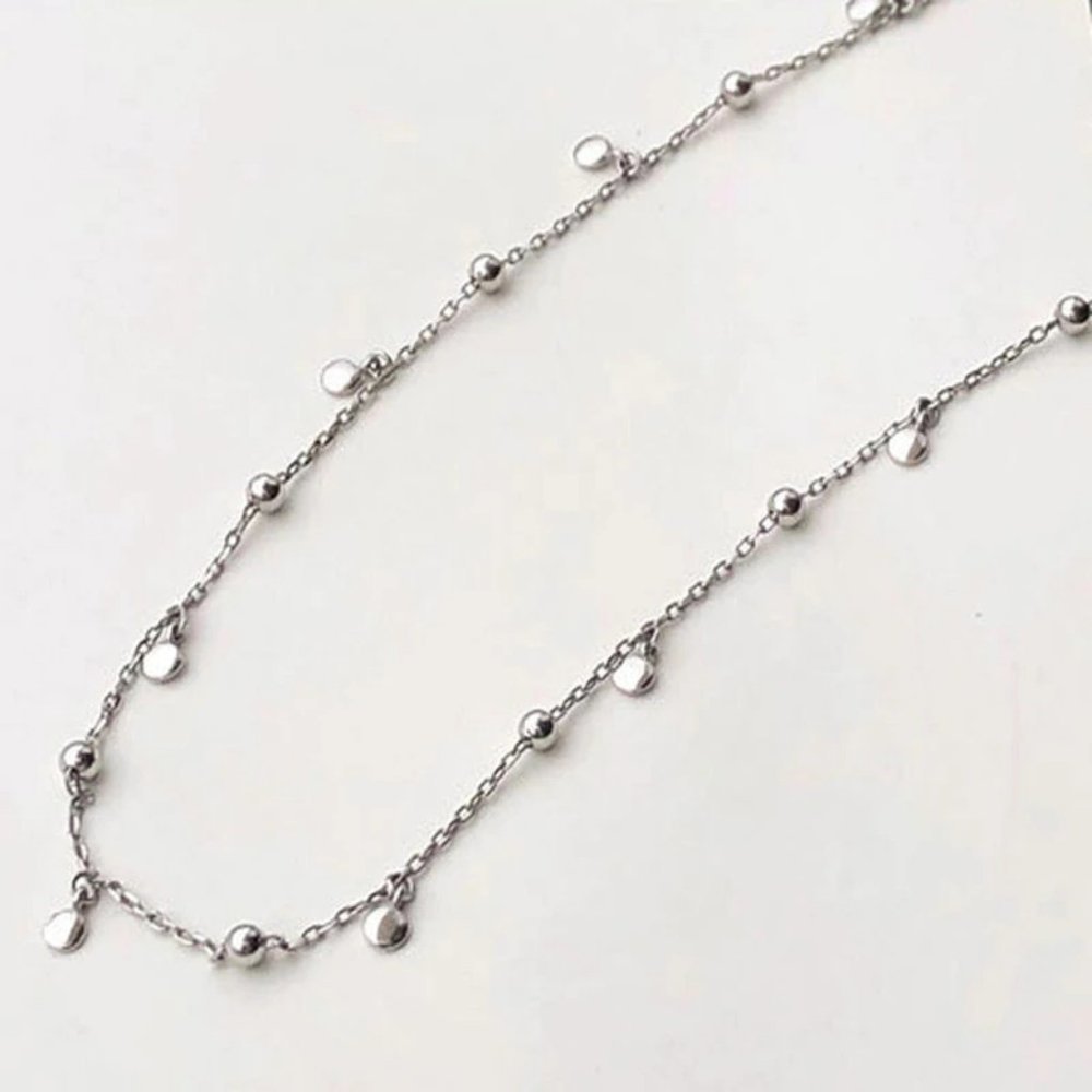 NEW 925 Sterling Silver Coin Disc Bead Necklace - Picture 3 of 8